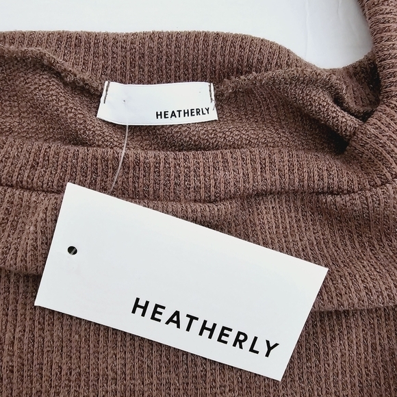 New! Heatherly Ribbed Knit Square Neck Sweater Top - Picture 10 of 11